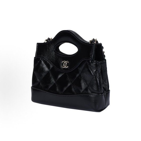 CHANEL 31Bag 24S Gold buckle shoulder crossbody bag, super mini black